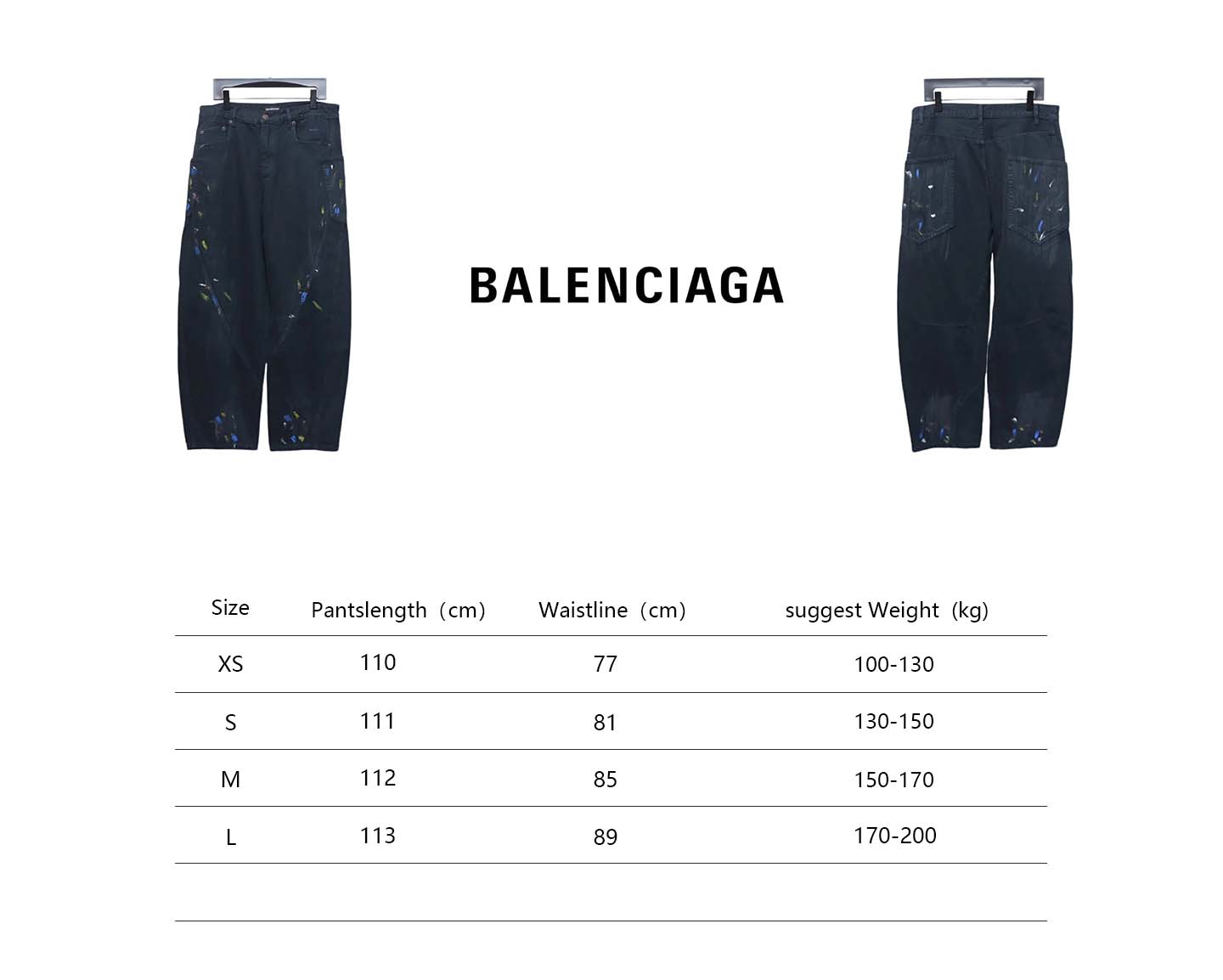 Balenciaga 24SS New Summer Scimitar Hand-Painted Ink Trousers Dark Blue