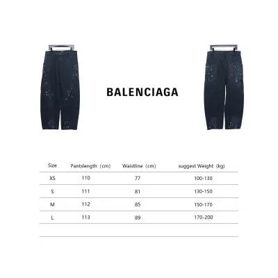 Balenciaga 24SS New Summer Scimitar Hand-Painted Ink Trousers Dark Blue 02