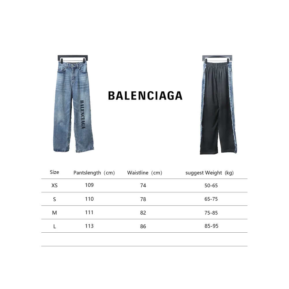 Balenciaga 24ss Patchwork Black Floral Grey Denim Trousers