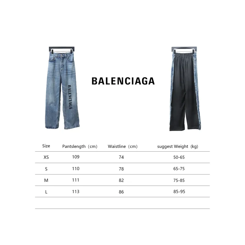 Balenciaga 24ss Patchwork Black Floral Grey Denim Trousers