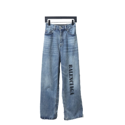 Balenciaga 24ss Patchwork Black Floral Grey Denim Trousers 01