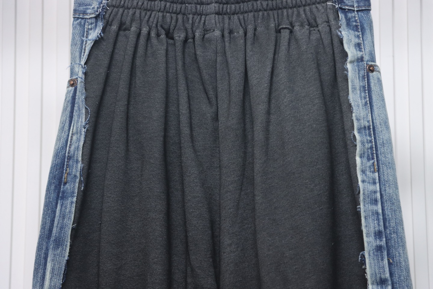 Balenciaga 24ss Patchwork Black Floral Grey Denim Trousers