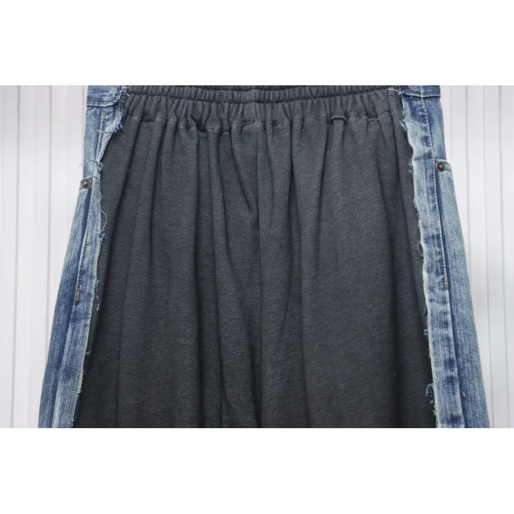 Balenciaga 24ss Patchwork Black Floral Grey Denim Trousers