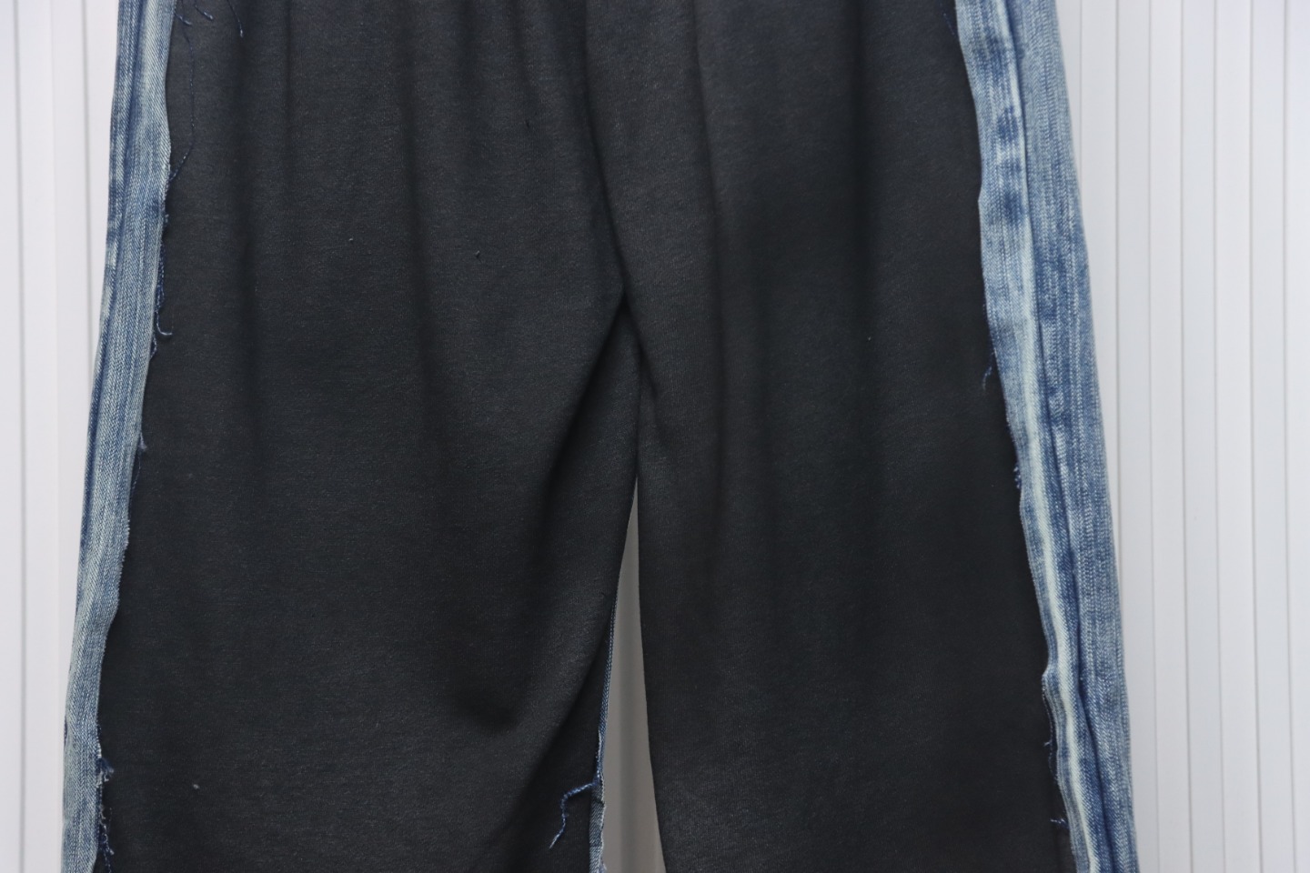 Balenciaga 24ss Patchwork Black Floral Grey Denim Trousers