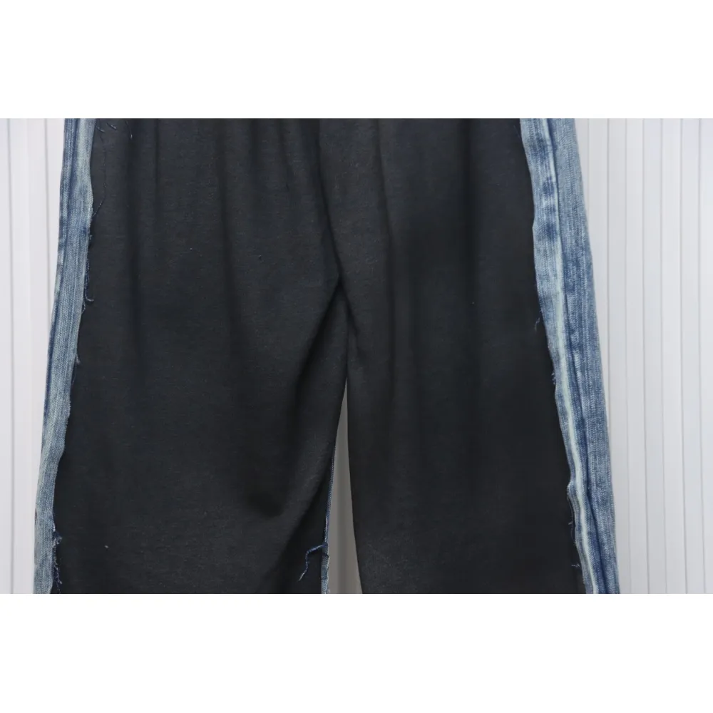 Balenciaga 24ss Patchwork Black Floral Grey Denim Trousers