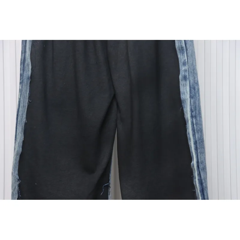 Balenciaga 24ss Patchwork Black Floral Grey Denim Trousers