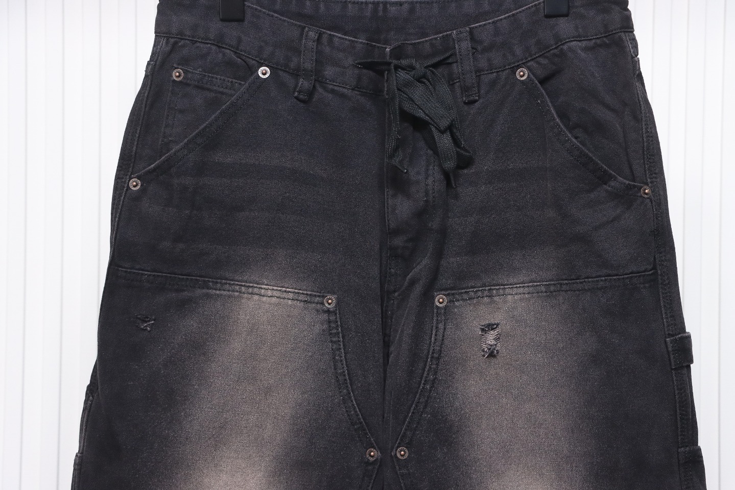 Balenciaga 24ss Pocket Worn Holes Distressed Patchwork Denim Trousers