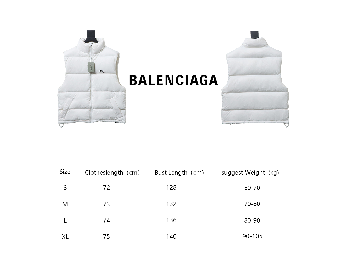 Balenciaga 3B Ski Down Vest White