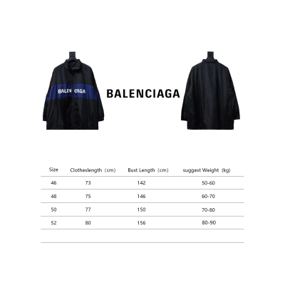 Balenciaga 57 Black And Blue Patchwork Slogan Jacket 02