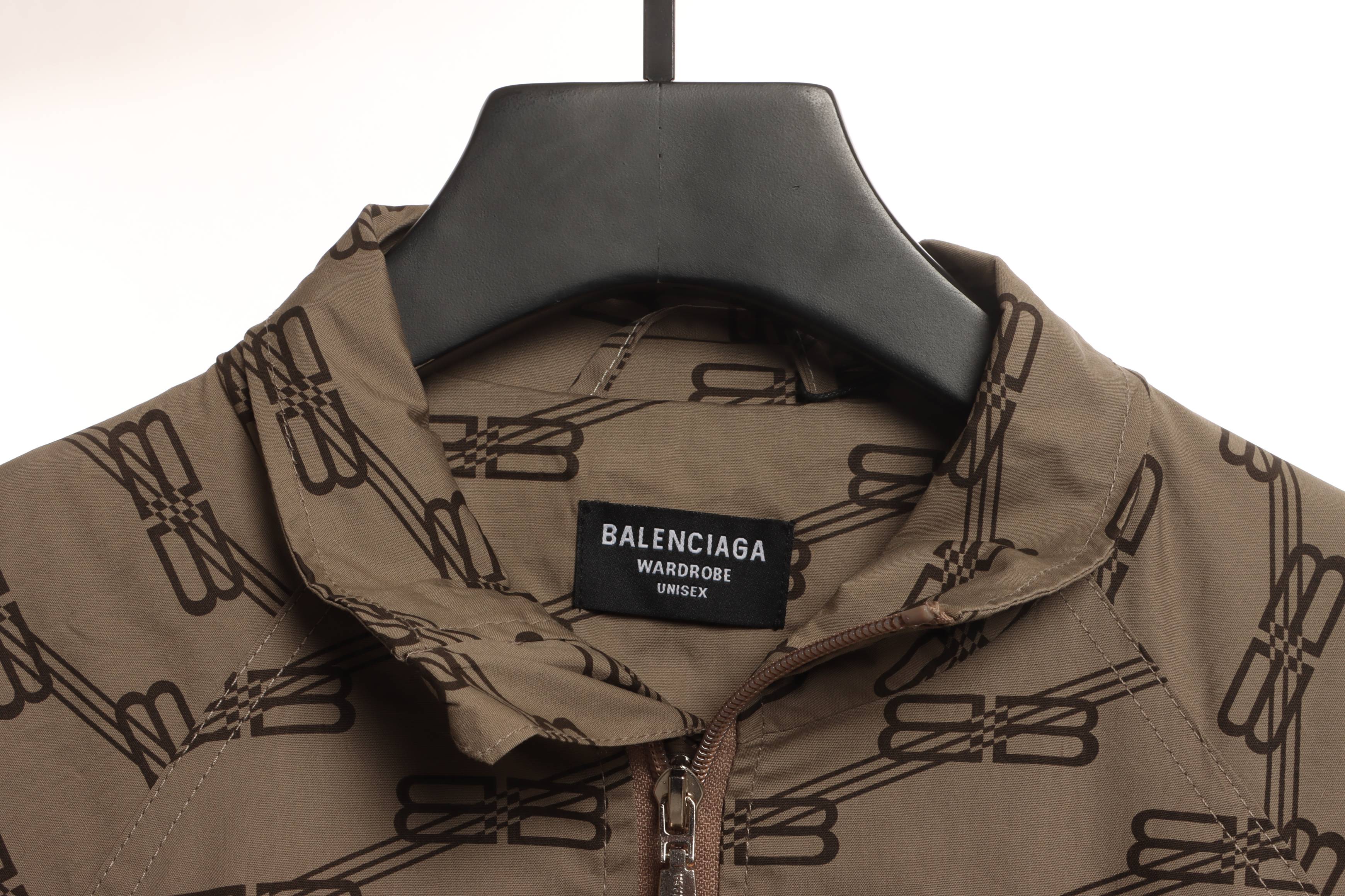 Balenciaga All Over Print Lock Button Monogram Jacket