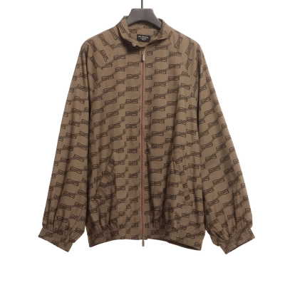 Balenciaga All Over Print Lock Button Monogram Jacket 01