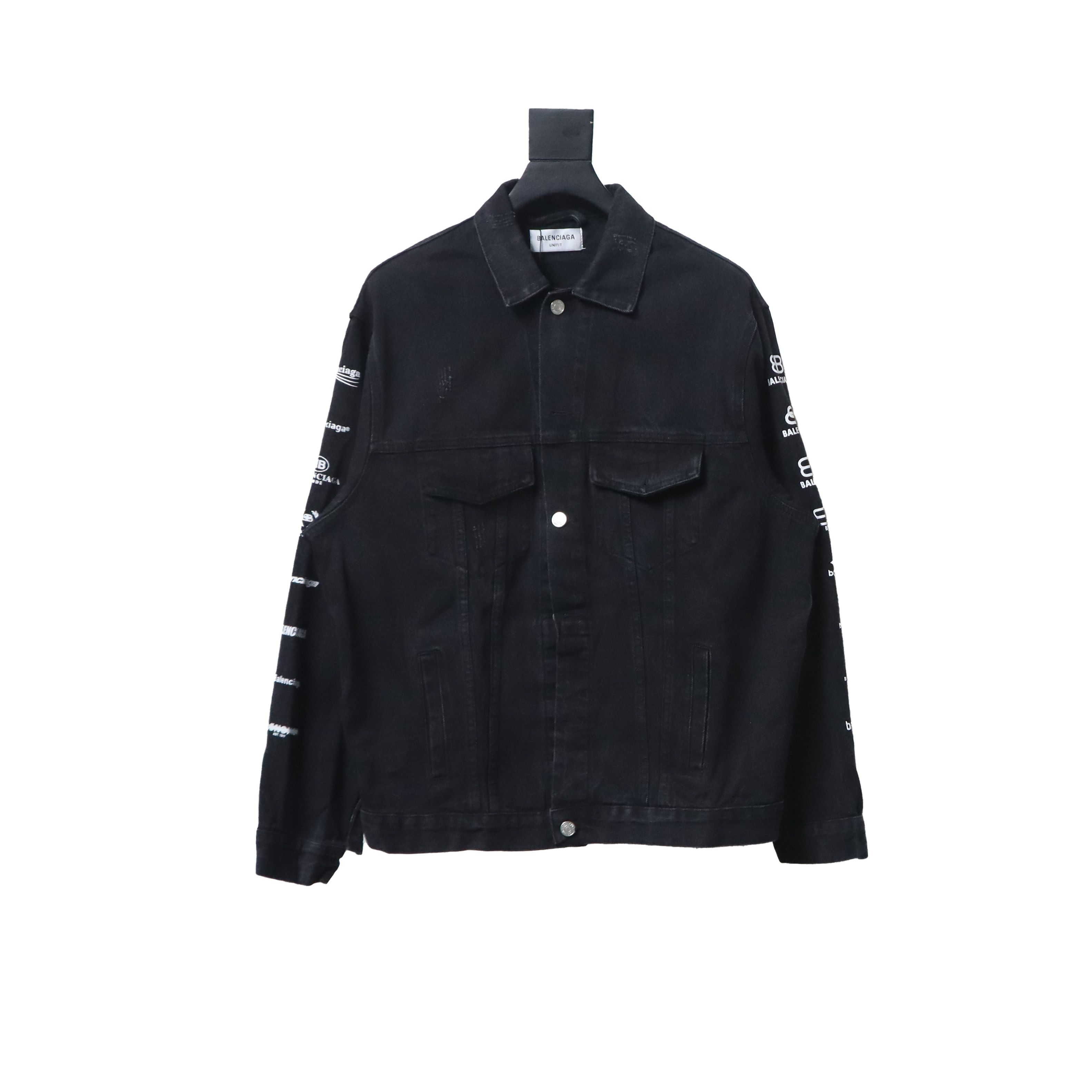 Balenciaga Back Full Of Logo Print Denim Jacket