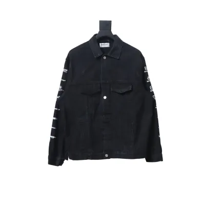 Balenciaga Back Full Of Logo Print Denim Jacket 01