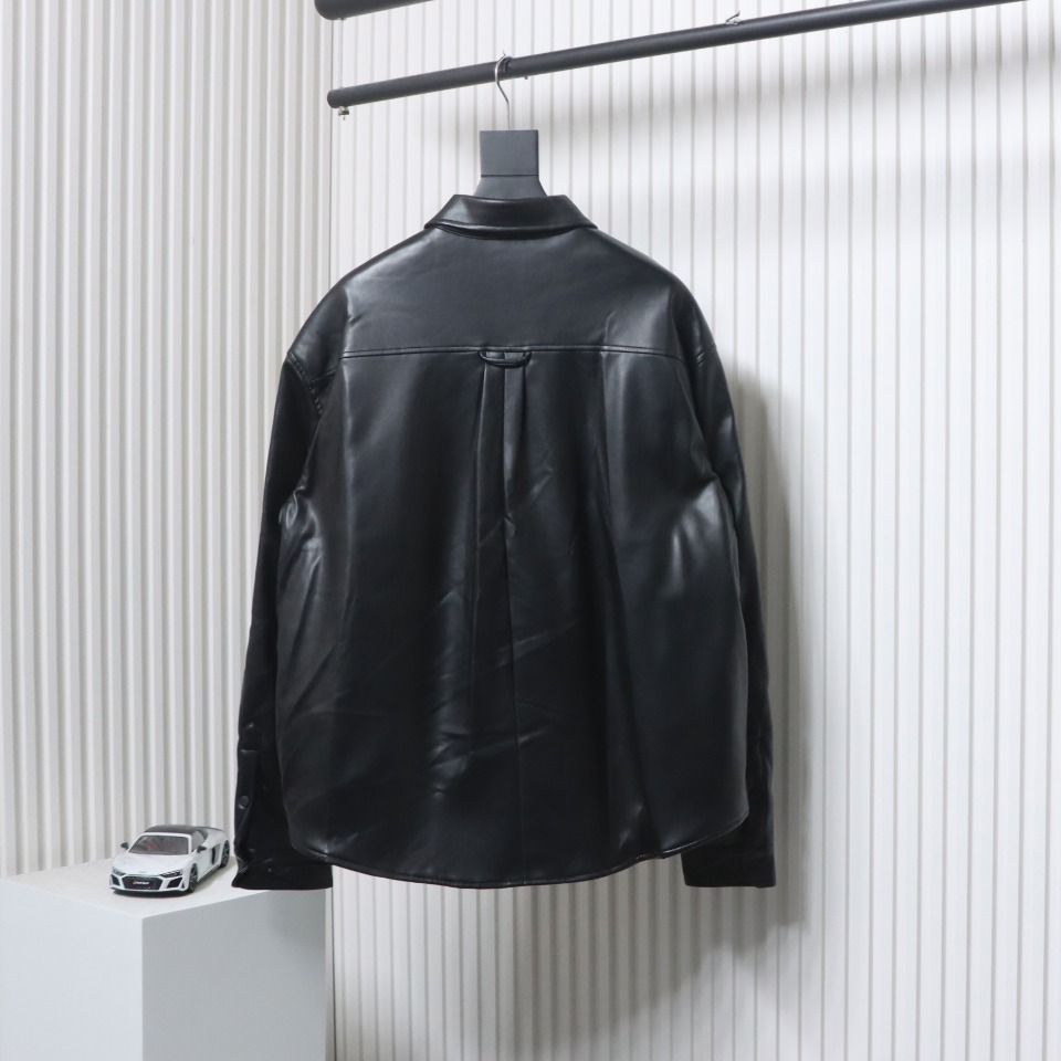 Balenciaga BLCG 22FW Embroidered Leather Shirt Jacket