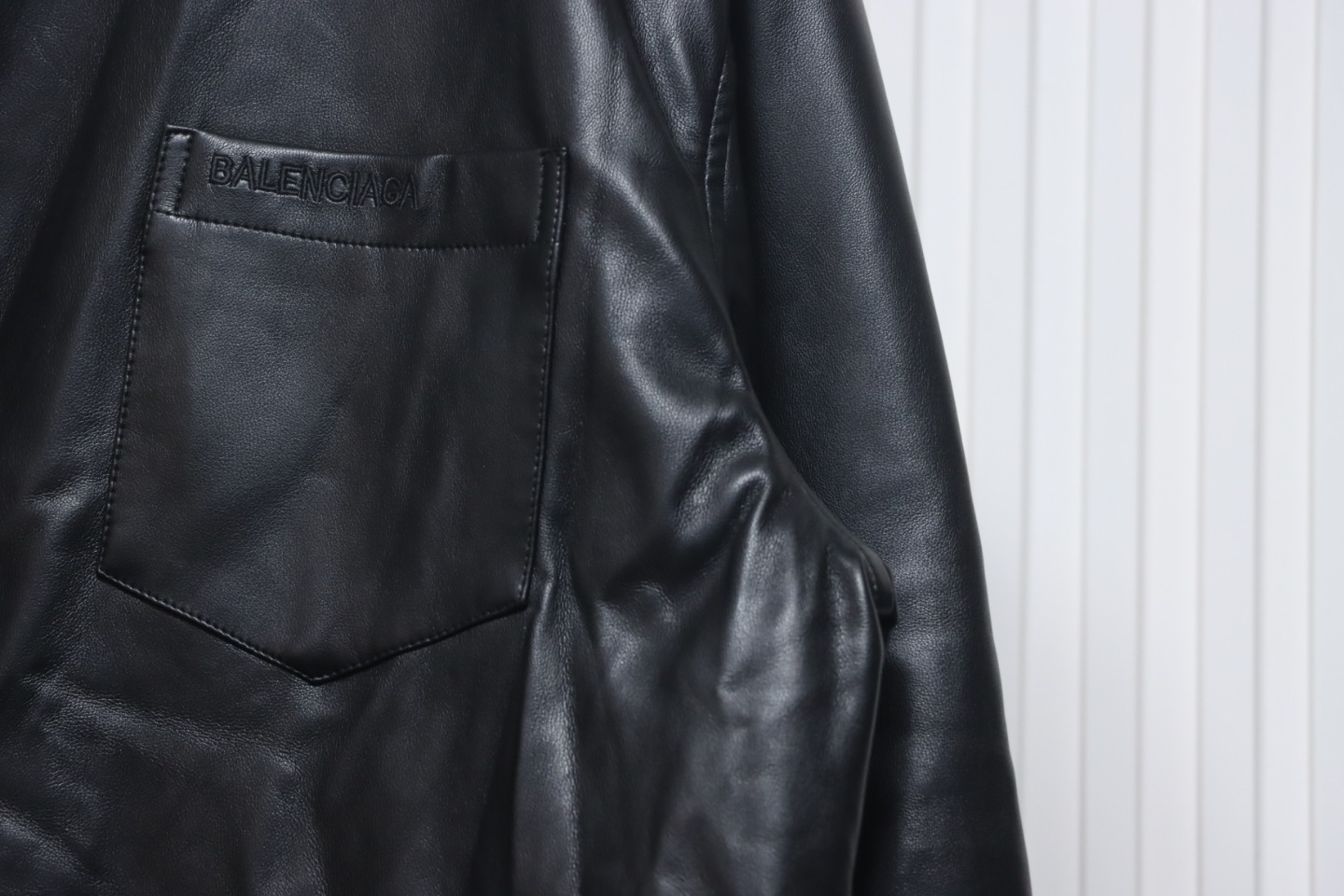 Balenciaga BLCG 22FW Embroidered Leather Shirt Jacket