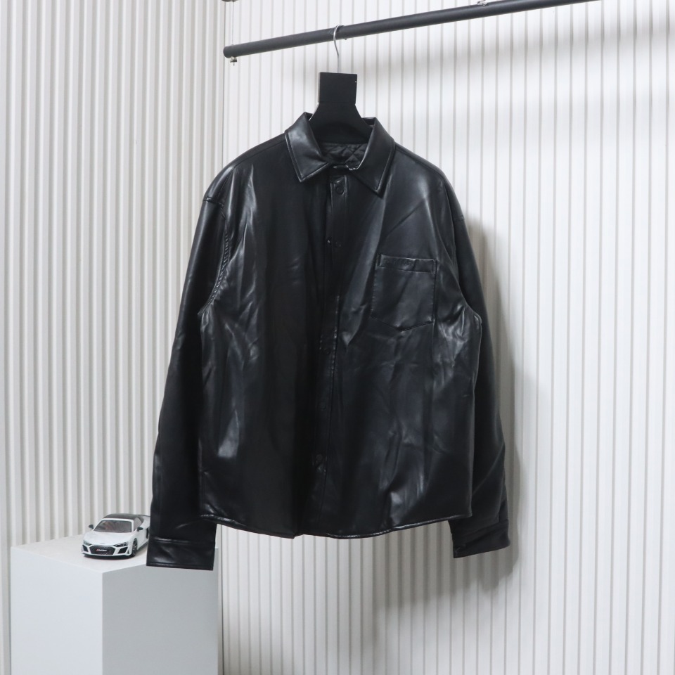 Balenciaga BLCG 22FW Embroidered Leather Shirt Jacket