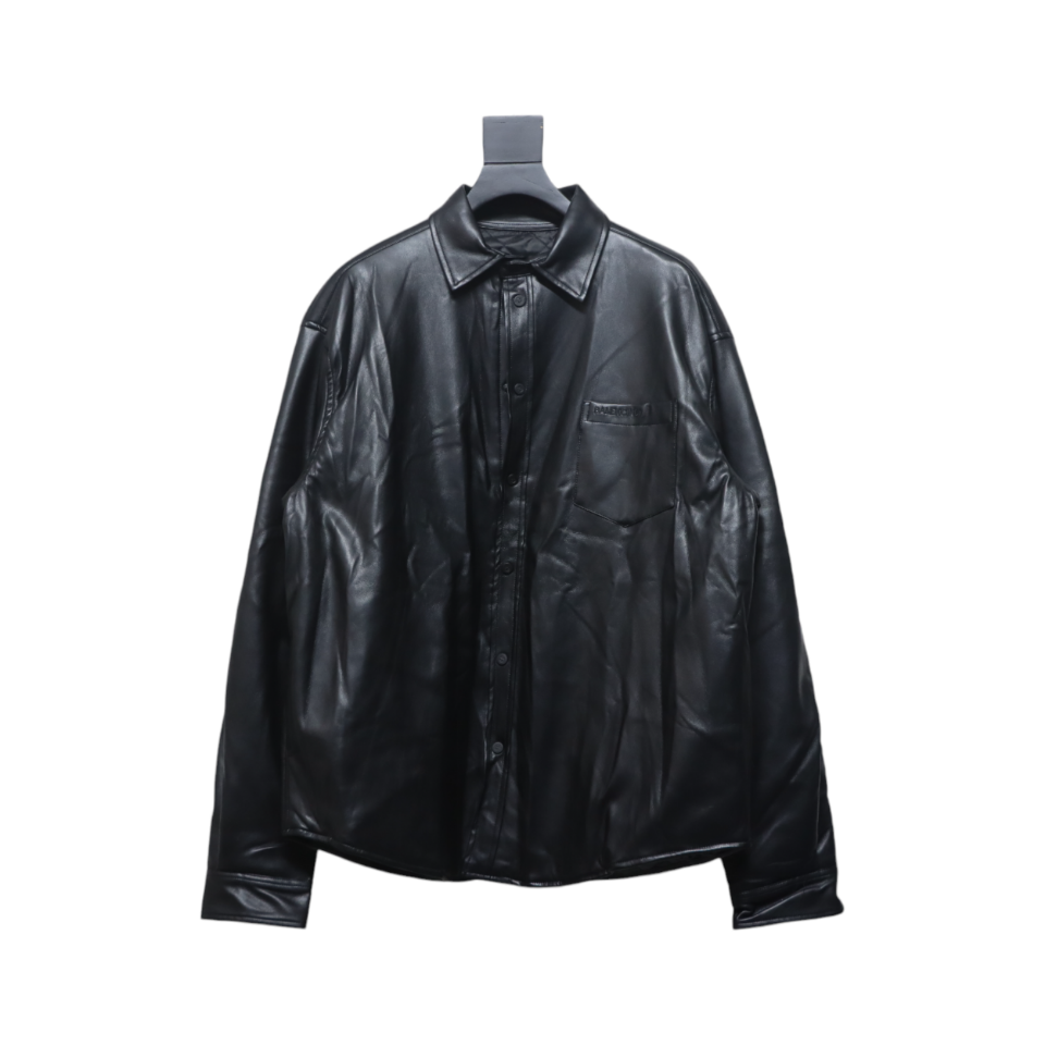 Balenciaga BLCG 22FW Embroidered Leather Shirt Jacket