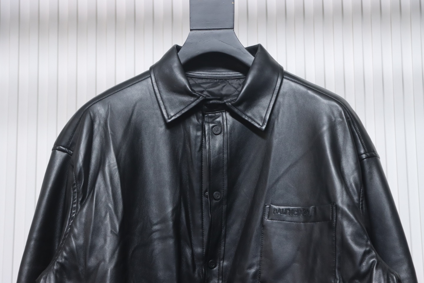 Balenciaga BLCG 22FW Embroidered Leather Shirt Jacket