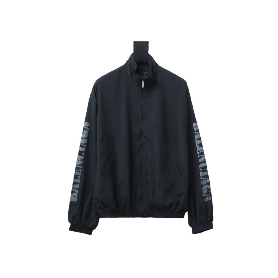 Balenciaga Blurred Lettering Print Tracksuit Jacket