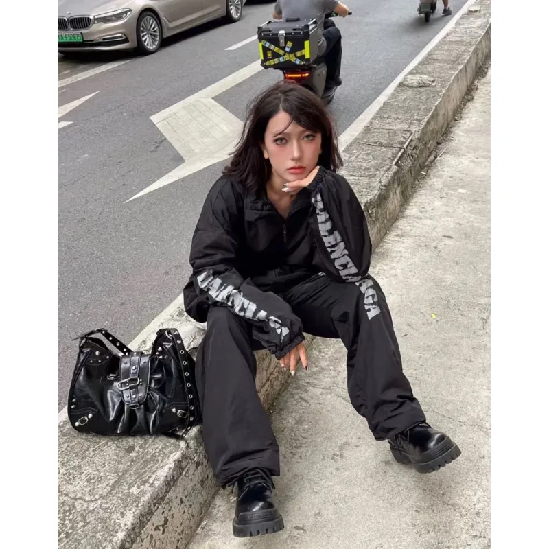 Balenciaga Blurred Lettering Print Tracksuit Jacket