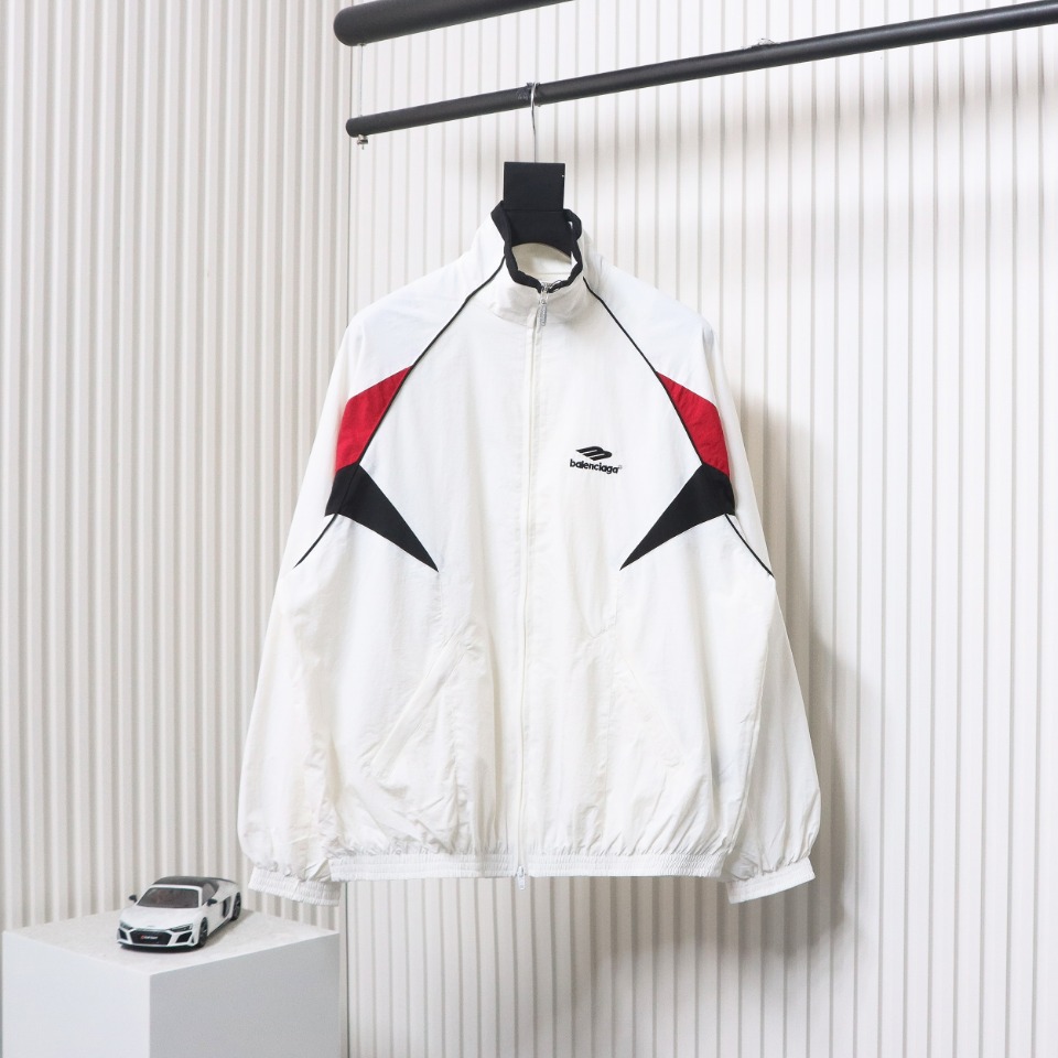 Balenciaga Catwalk 3B Red And White Splicing Sports Suit Jacket