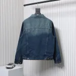 Balenciaga Chest Embroidered Denim Jacket Blue
