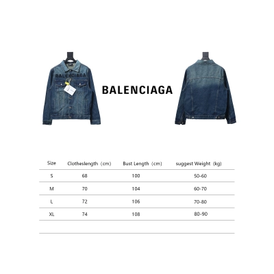 Balenciaga Chest Embroidered Denim Jacket Blue 02
