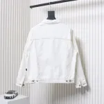 Balenciaga Chest Embroidered Denim Jacket White
