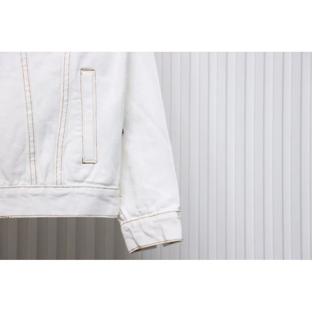 Balenciaga Chest Embroidered Denim Jacket White