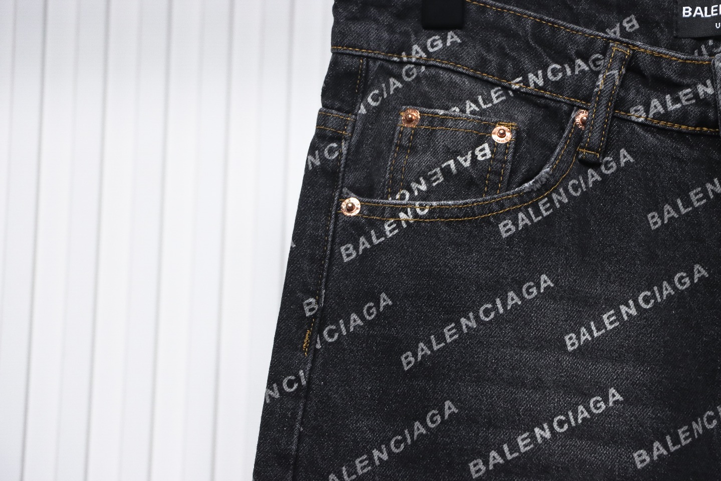 Balenciaga Classic Barrage Print Denim Pants Black
