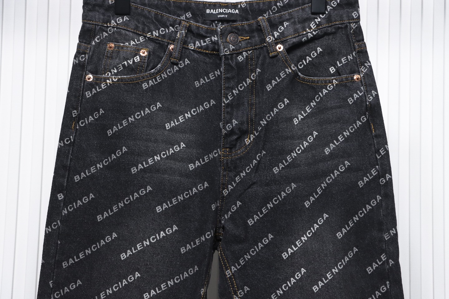 Balenciaga Classic Barrage Print Denim Pants Black
