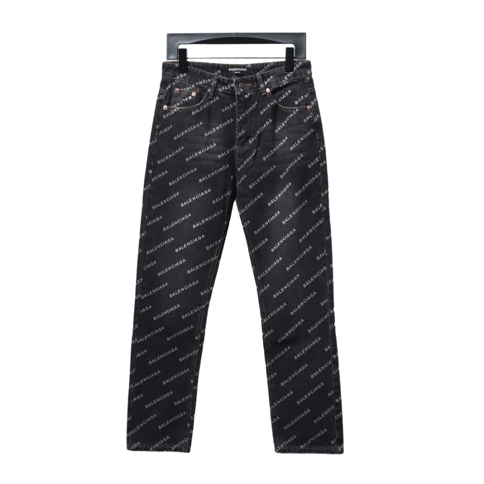 Balenciaga Classic Barrage Print Denim Pants Black