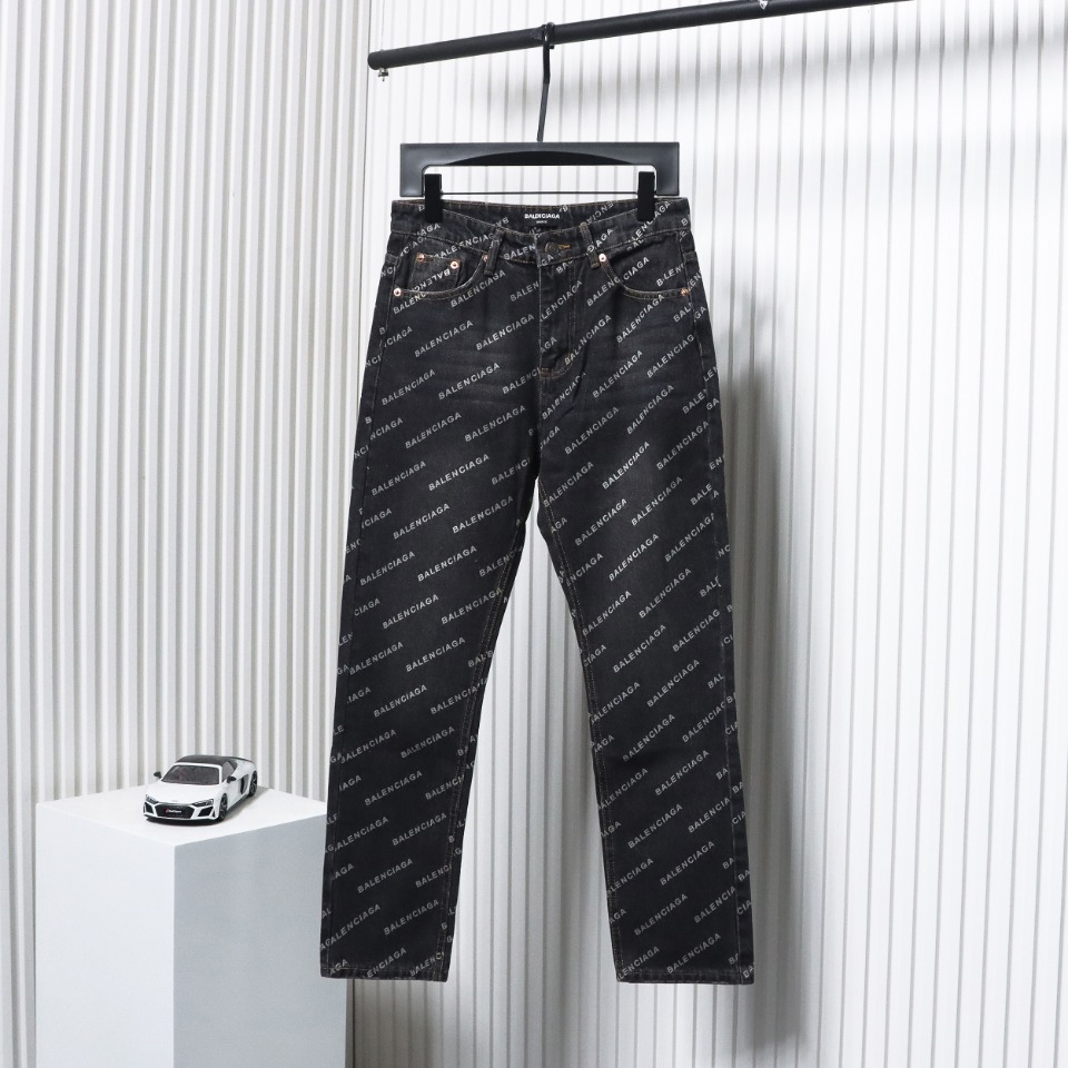 Balenciaga Classic Barrage Print Denim Pants Black