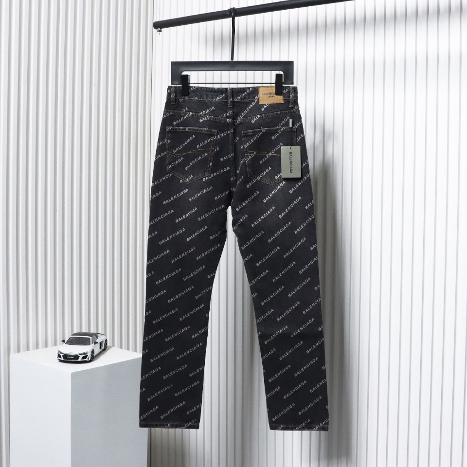 Balenciaga Classic Barrage Print Denim Pants Black