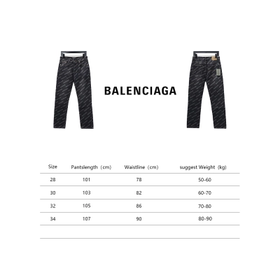 Balenciaga Classic Barrage Print Denim Pants Black 02
