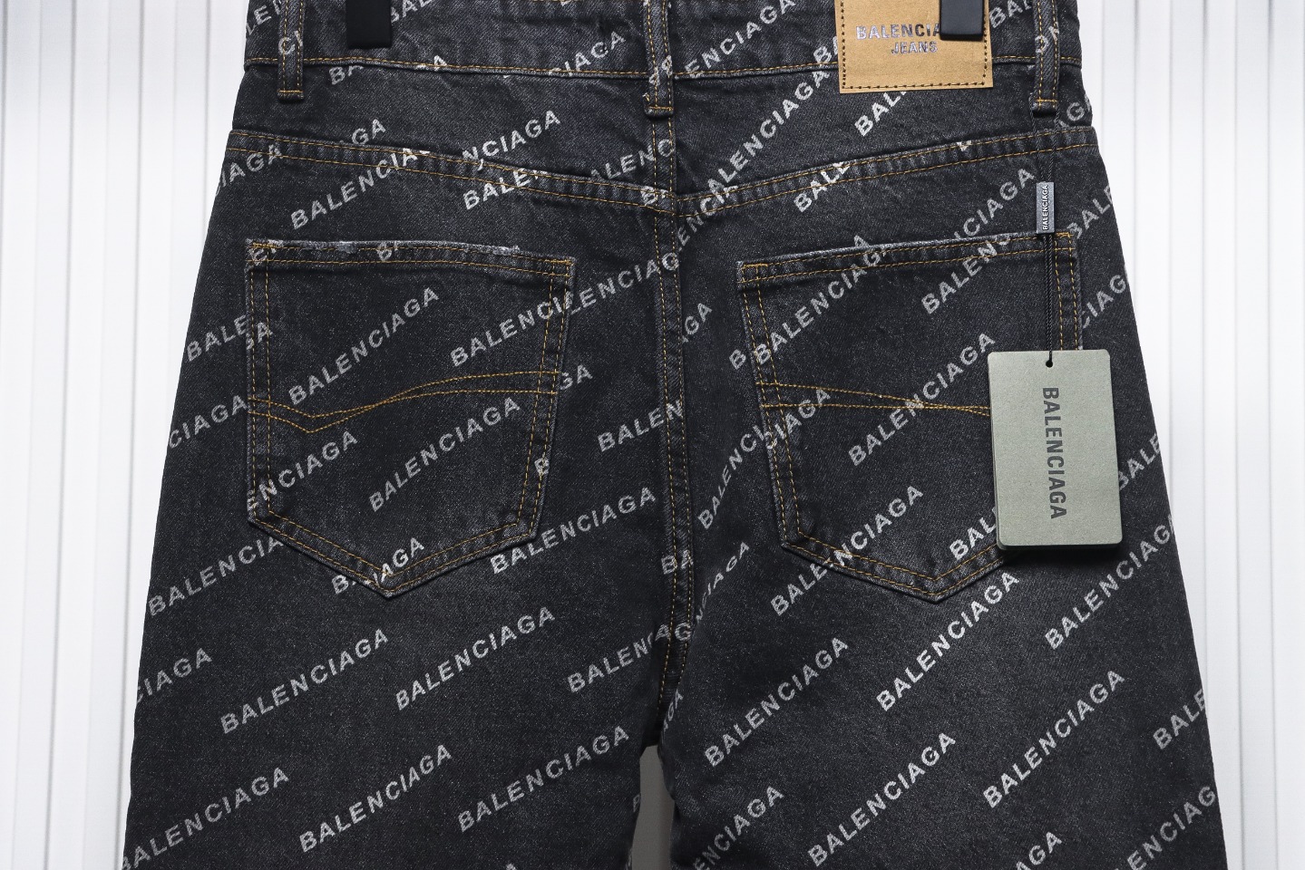 Balenciaga Classic Barrage Print Denim Pants Black