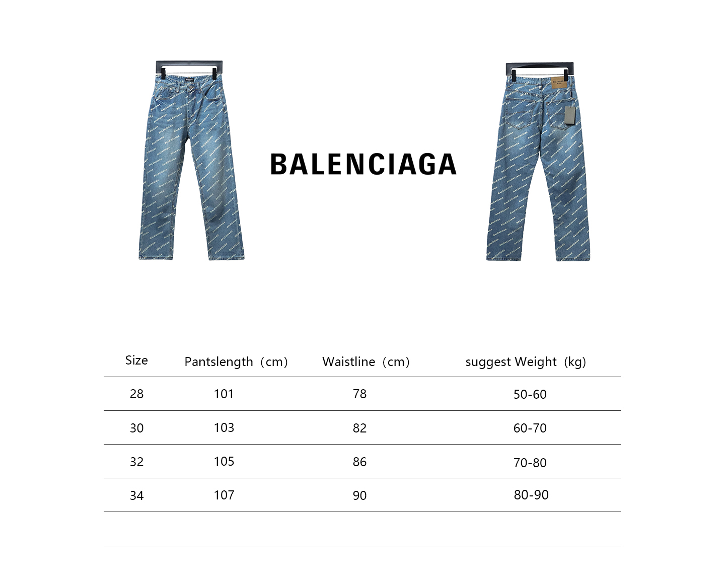 Balenciaga Classic Barrage Print Denim Pants Blue
