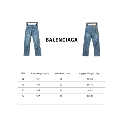 Balenciaga Classic Barrage Print Denim Pants Blue 02