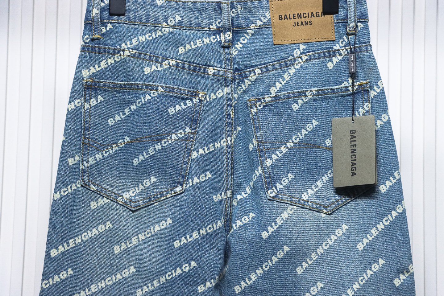 Balenciaga Classic Barrage Print Denim Pants Blue