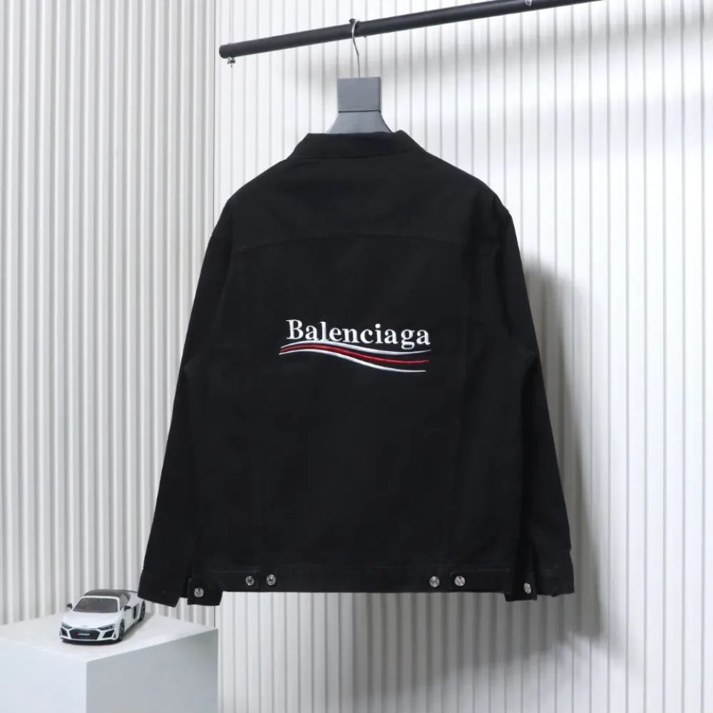 Balenciaga Classic Embroidered Cola Denim Jacket