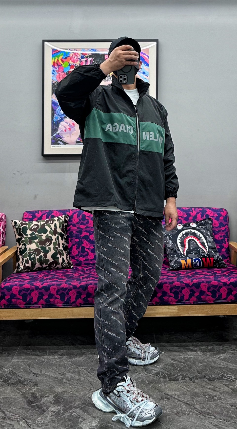 Balenciaga Color-Blocked Jacket Black