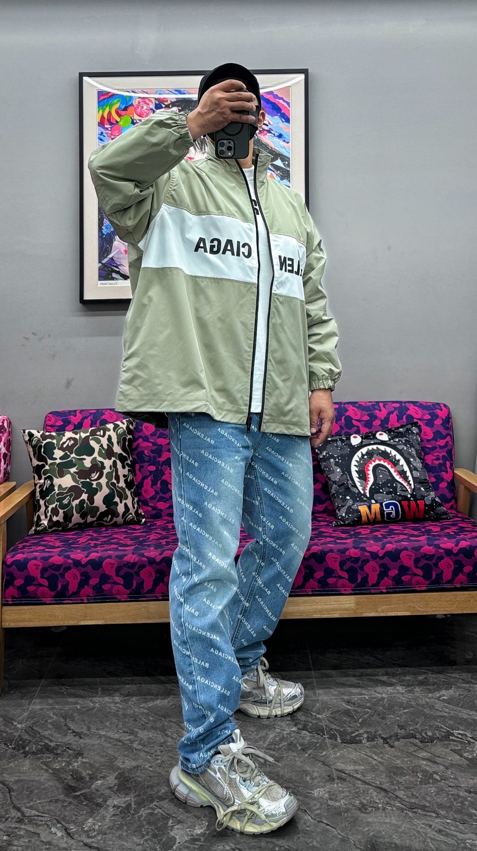 Balenciaga Color-Blocked Jacket green