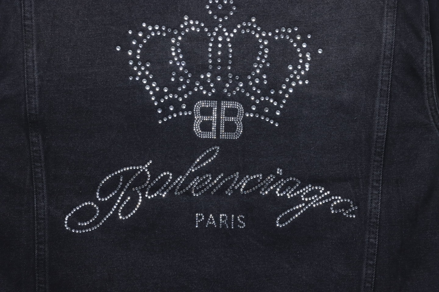 Balenciaga Crown Hot Diamond Couple Denim Jacket Black