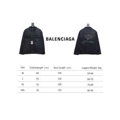 Balenciaga Crown Hot Diamond Couple Denim Jacket Black 02