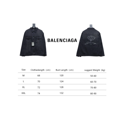 Balenciaga Crown Hot Diamond Couple Denim Jacket Black 02