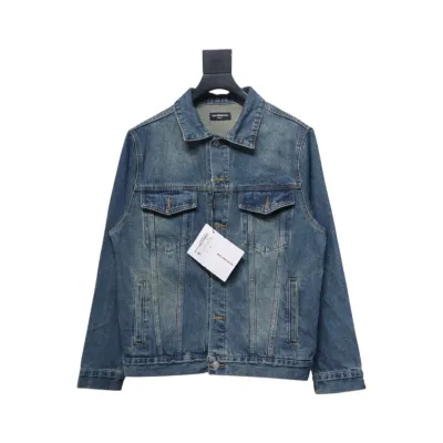 Balenciaga Crown Hot Diamond Couple Denim Jacket Blue 01
