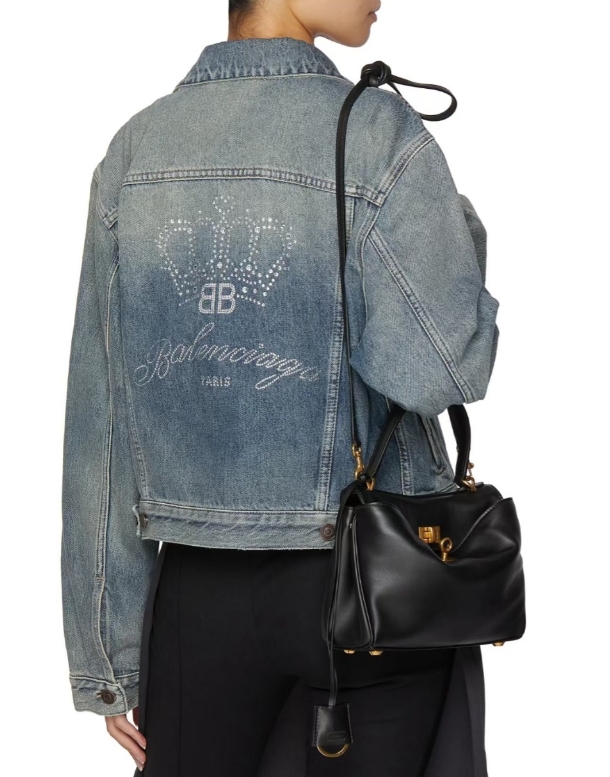 Balenciaga Crown Hot Diamond Couple Denim Jacket Blue