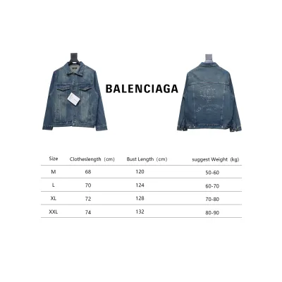 Balenciaga Crown Hot Diamond Couple Denim Jacket Blue 02