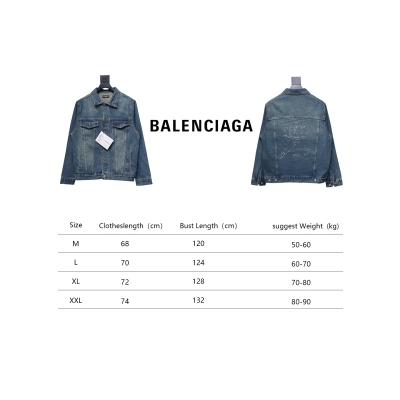 Balenciaga Crown Hot Diamond Couple Denim Jacket Blue 02