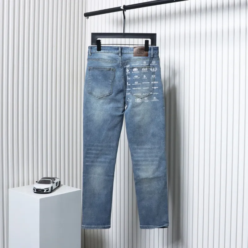Balenciaga Danmu Back Waist Logo Collection Print Stretch Slim Jeans